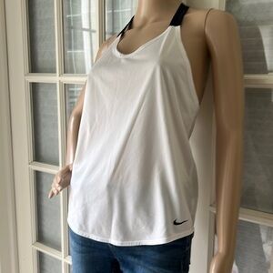 Nike Elastica  “ just do it” white silky racerback workout top